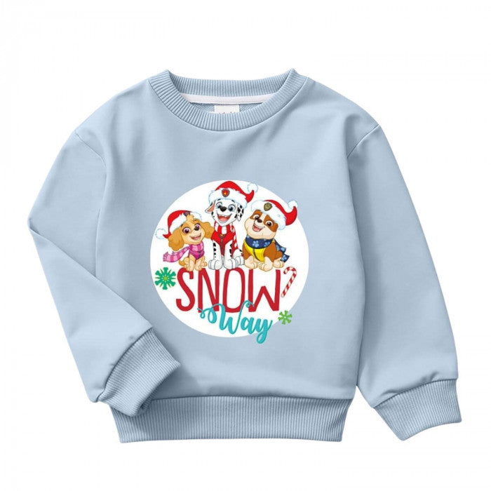 Pull Pat Patrouille Stella Marcus et Ruben fetent Noel bleu