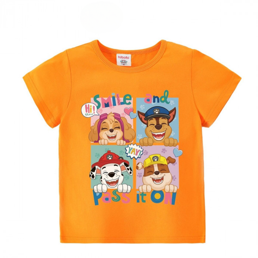 T Shirt Pat Patrouille Souris avec les chiots orange