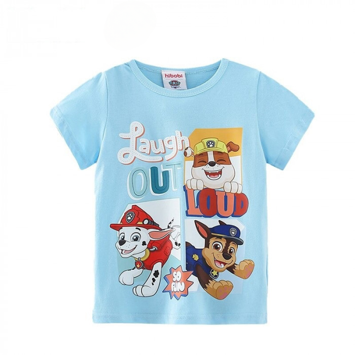 T Shirt Pat Patrouille les chiots samusent bleu