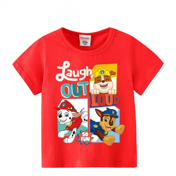 T Shirt Pat Patrouille les chiots samusent rouge